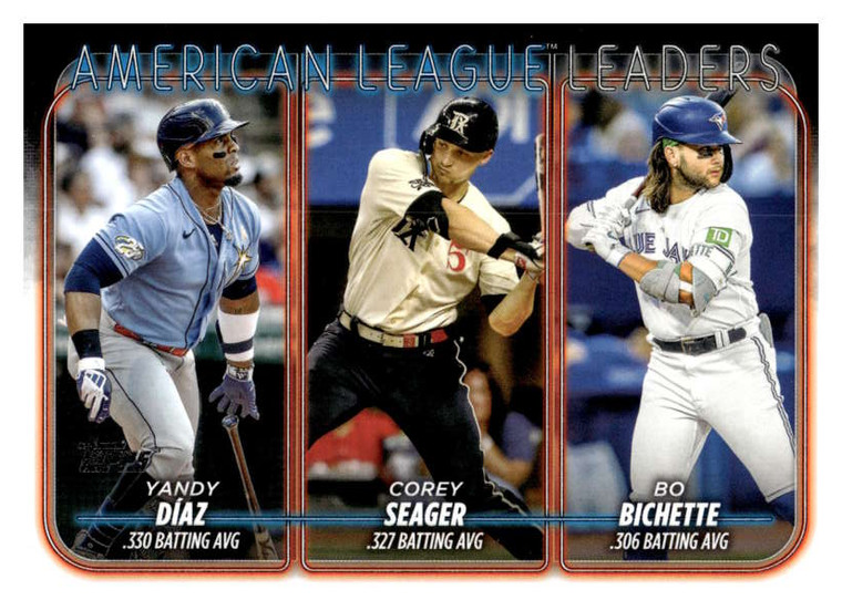 2024 Topps #149 Bo Bichette/Yandy Diaz/Corey Seager League Leaders NM-MT Toronto Blue Jays/Tampa Bay Rays/Texas Rangers 