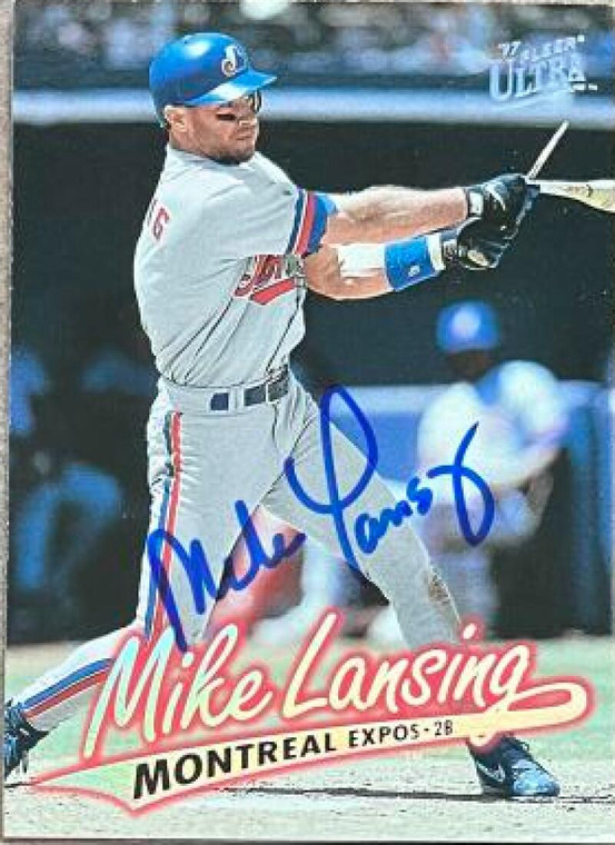 Mike Lansing Autographed 1997 Fleer Ultra #384 Montreal Expos Card