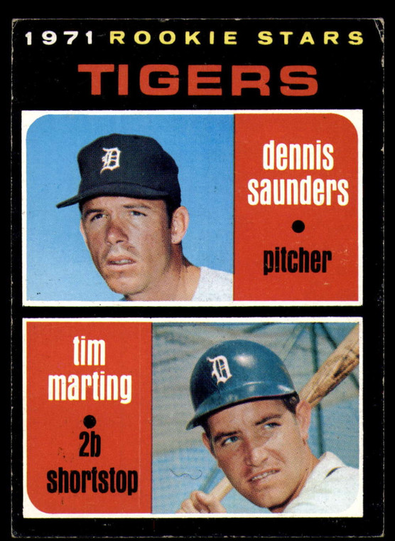 1971 Topps #423 Dennis Saunders/Tim Marting Tigers Rookies VG RC Rookie Detroit Tigers 