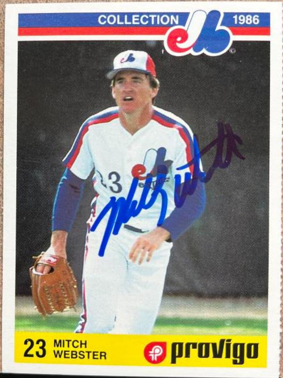 Mitch Webster Autographed 1986 Provigo Montreal Expos #5 