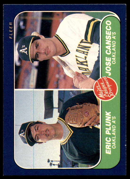 1986 Fleer #649 Eric Plunk/Jose Canseco Prospects VG RC Rookie Oakland Athletics 