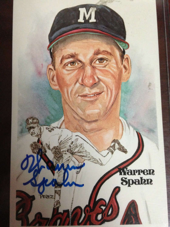 Warren Spahn Autographed Perez Steele Postcard 