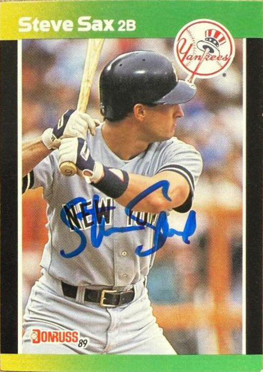 Steve Sax Autographed 1989 Donruss Baseball's Best #20 New York Yankees Card