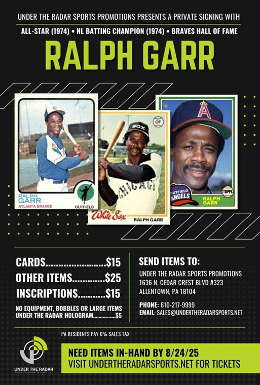 Ralph Garr Autograph Inscriptions