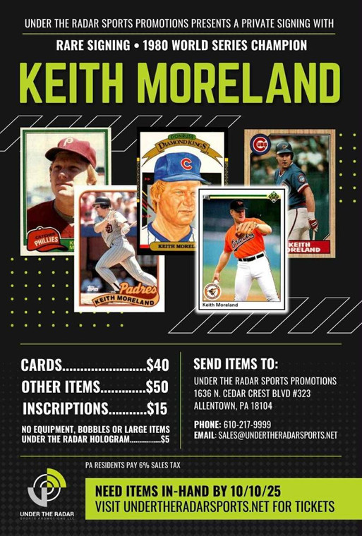 Keith Moreland Autograph Baseball Cards