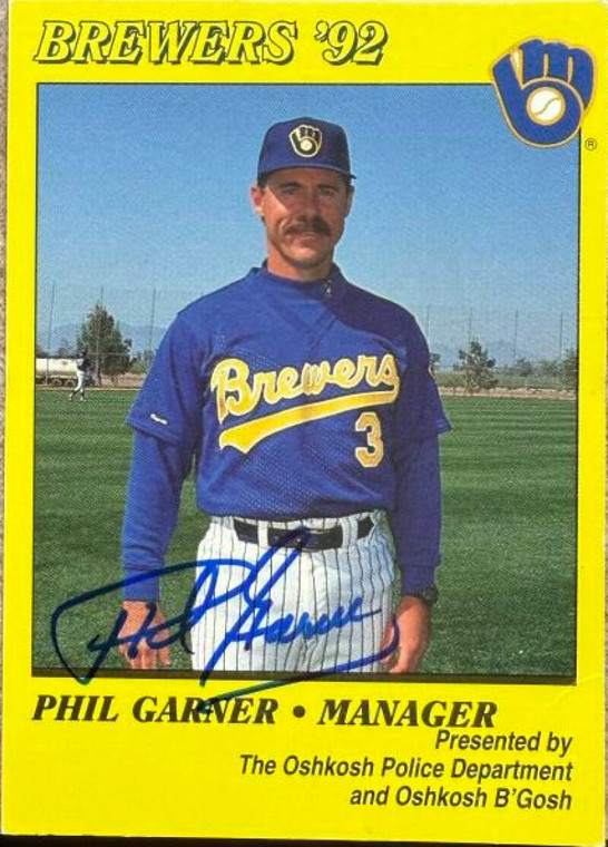 Phil Garner Autographed 1992 Milwaukee Brewers Police #NNO MGR