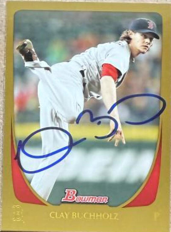 Clay Buchholz Autographed 2011 Bowman Gold #130 