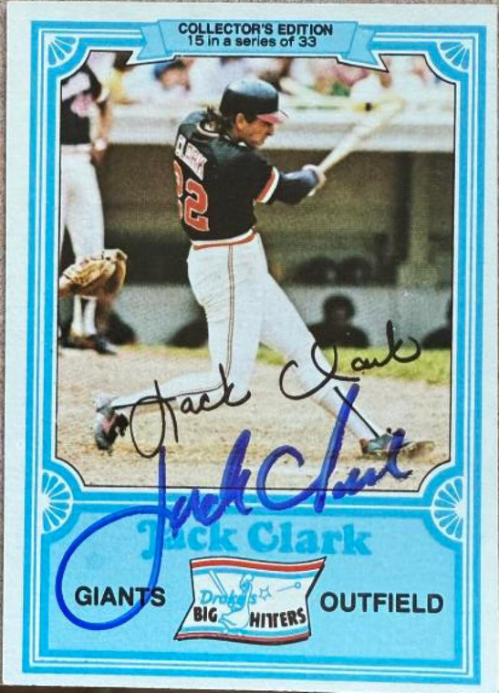Jack Clark Autographed 1981 Topps Drake's Big Hitters #15 
