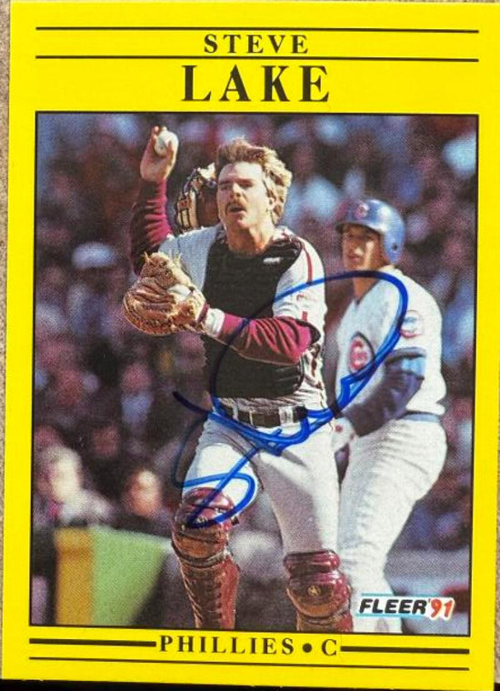 Steve Lake Autographed 1991 Fleer #403