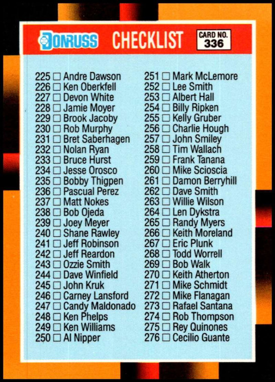 1988 Donruss Baseball's Best #336 Checklist 225-336 NM-MT  Checklist 