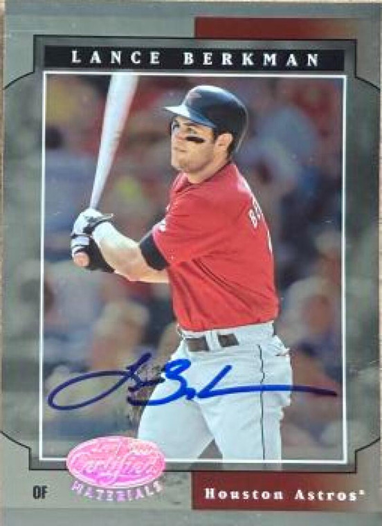 Lance Berkman Autographed 2001 Leaf Certified Materials #57 