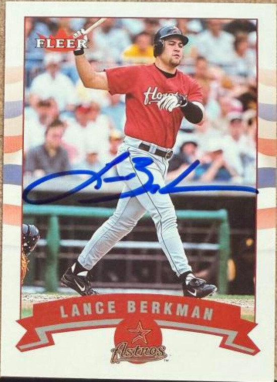 Lance Berkman Autographed 2002 Fleer #404  