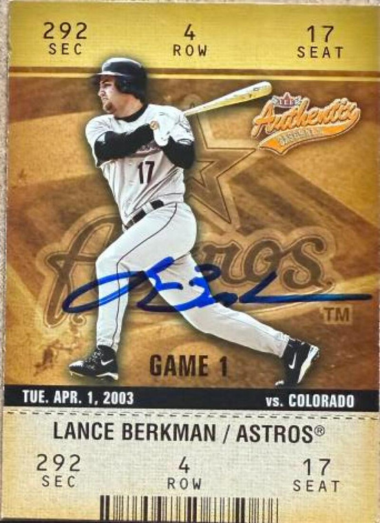 Lance Berkman Autographed 2003 Fleer Authentix #22 