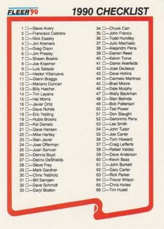 1990 Fleer Update #U-132 Checklist NM-MT  Checklist 