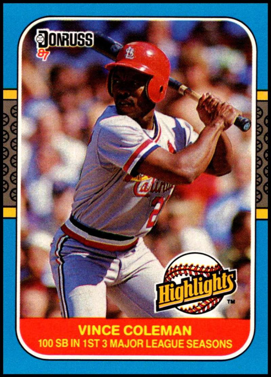 1987 Donruss Highlights #36 Vince Coleman NM-MT  St. Louis Cardinals 