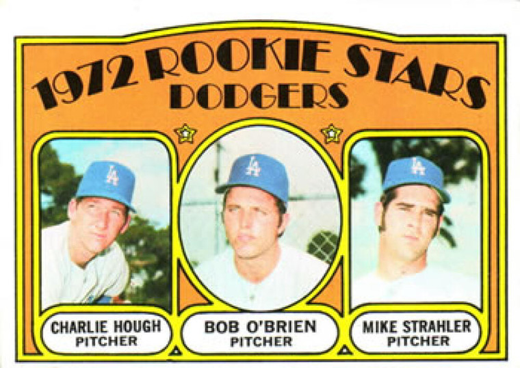 1972 Topps #198 Charlie Hough/Bob O'Brien/Mike Strahler Dodgers Rookies VG RC Rookie Los Angeles Dodgers 