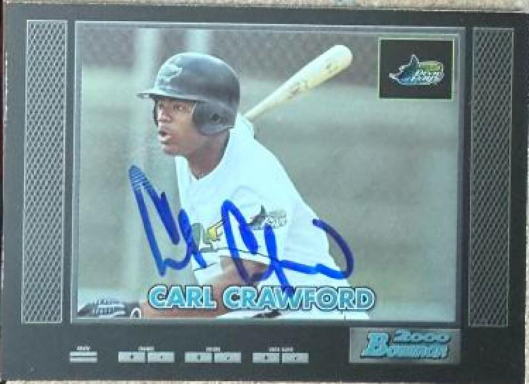 Carl Crawford Autographed 2000 Bowman - Retro / Future #199 