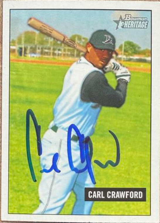 Carl Crawford Autographed 2005 Bowman Heritage #131 Tampa Bay Devil Rays Card
