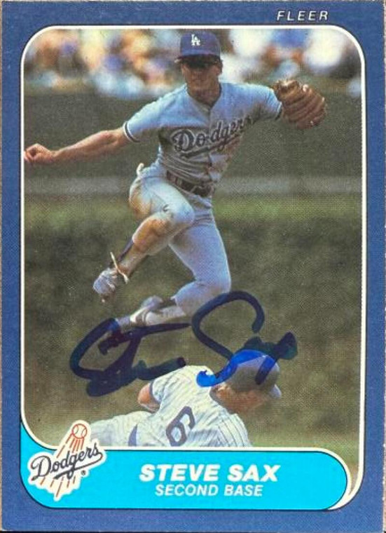 Steve Sax Autographed 1986 Fleer #143 Los Angeles Dodgers Card