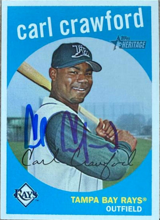 Carl Crawford Autographed 2008 Topps Heritage #352  