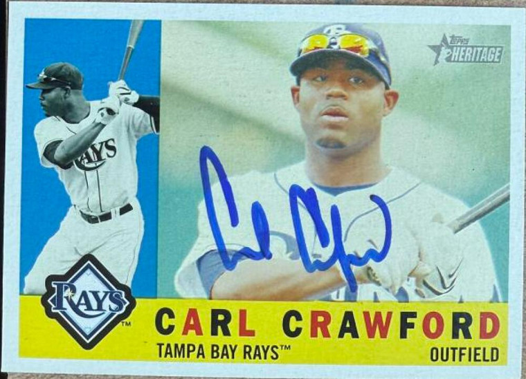 Carl Crawford Autographed 2009 Topps Heritage #166