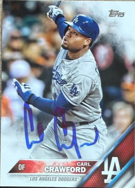 Carl Crawford Autographed 2016 Topps #330 Los Angeles Dodgers Card