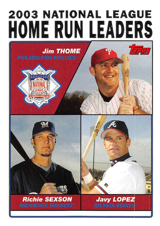 2004 Topps #345 Jim Thome/Richie Sexson/Javy Lopez LL NM-MT Milwaukee Brewers/Philadelphia Phillies/Atlanta Braves 