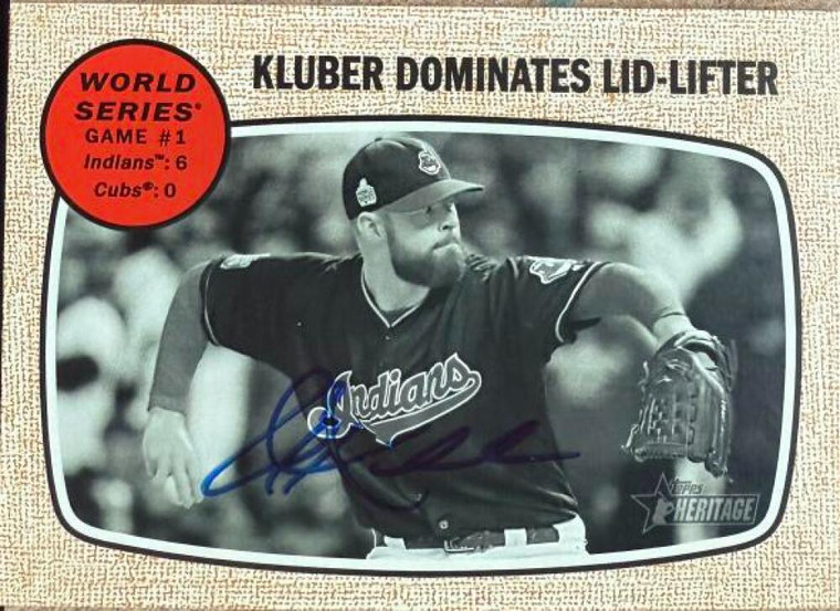Corey Kluber Autographed 2017 Topps Heritage #151 Kluber Dominates Lid-Lifter WSHL