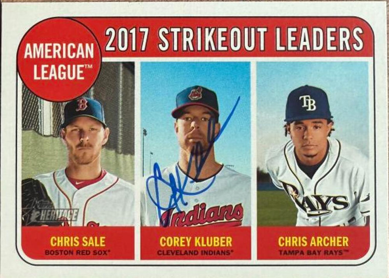 Corey Kluber Autographed 2018 Topps Heritage #11 2017 A.L. Strikeout Leaders