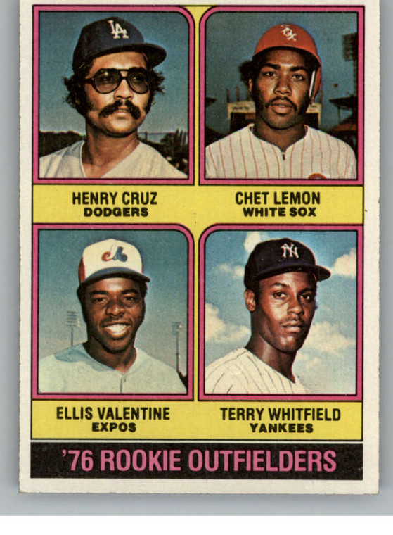 1976 Topps #590 Henry Cruz/Chet Lemon/Ellis Valentine/Terry Whitfield Rookie Outfielders VG RC Rookie Los Angeles Dodger