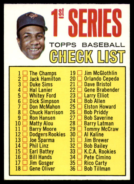 1967 Topps #62a Checklist 1-109 VG Baltimore Orioles 