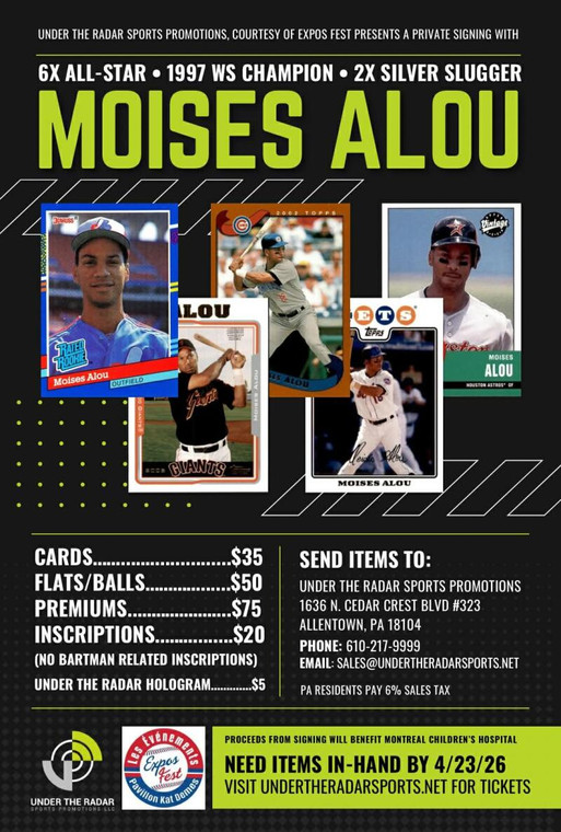 Moises Alou Autograph Premium Items