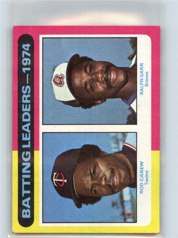 1975 Topps #306 Rod Carew/Ralph Garr Batting Leaders VG Minnesota Twins/Atlanta Braves 