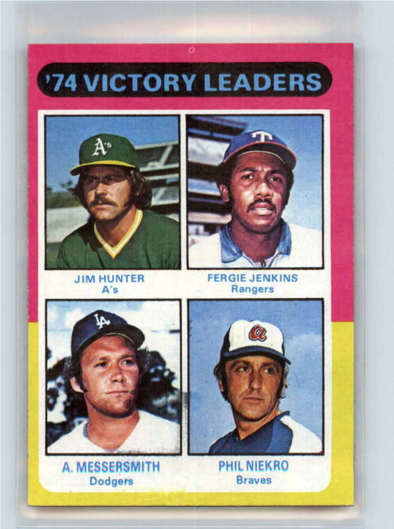 1975 Topps #310 Jim Hunter/Fergie Jenkins/Andy Messersmith/Phil Niekro Victory Leaders VG Oakland Athletics/Texas Ranger