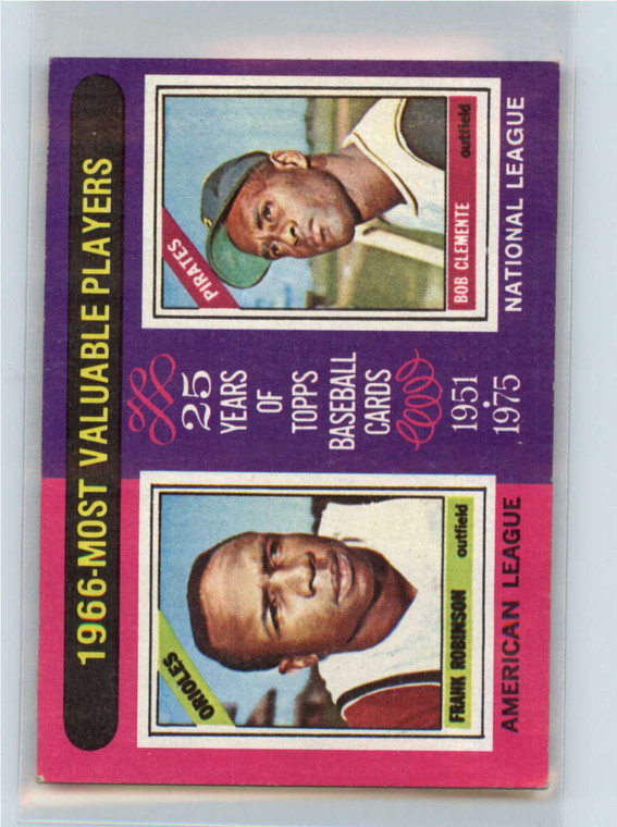 1975 Topps #204 Frank Robinson/Roberto Clemente 1966 MVP's VG Baltimore Orioles/Pittsburgh Pirates 