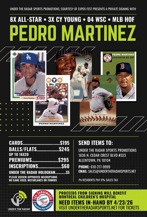 Pedro Martinez Autograph Baseball Cards
