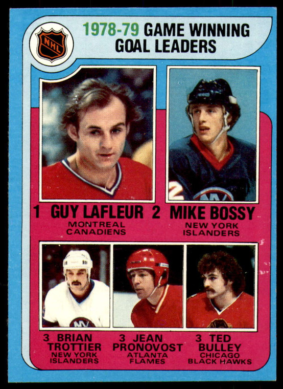 1979-80 Topps #7 Guy Lafleur/Mike Bossy/Bryan Trottier/Jean Pronovost/Ted Bulley LL VG Montreal Canadiens/New York Islan