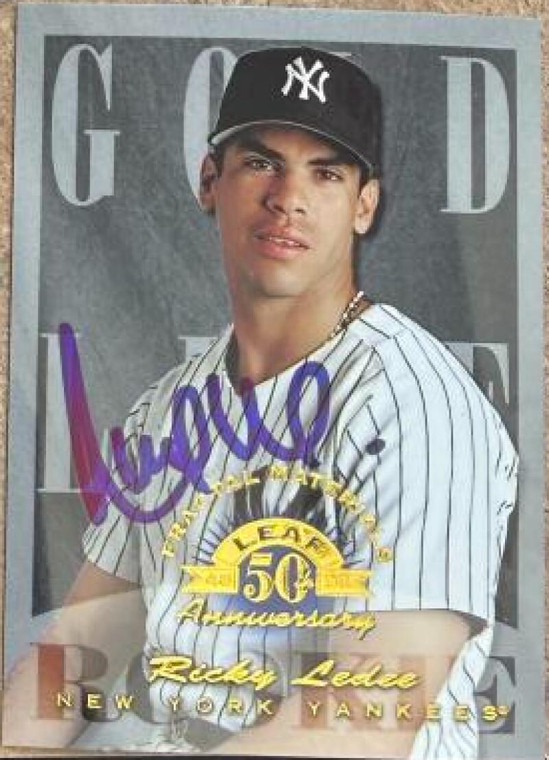 Ricky Ledee Autographed 1998 Leaf - Fractal Materials #190 GLR, PX, SN3250, PR3050