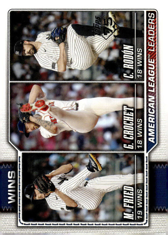 2026 Topps #130 Carlos Rodon/Garrett Crochet/Max Fried League Leaders NM-MT Boston Red Sox/New York Yankees 