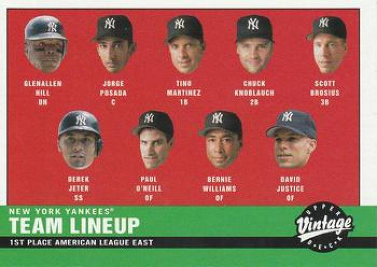2001 Upper Deck Vintage #161 Scott Brosius/Jorge Posada/Bernie Williams/Glenallen Hill/David Justice/Tino Martinez/Derek
