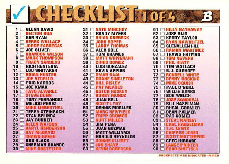 1993 Bowman #705 Checklist 1 NM-MT  