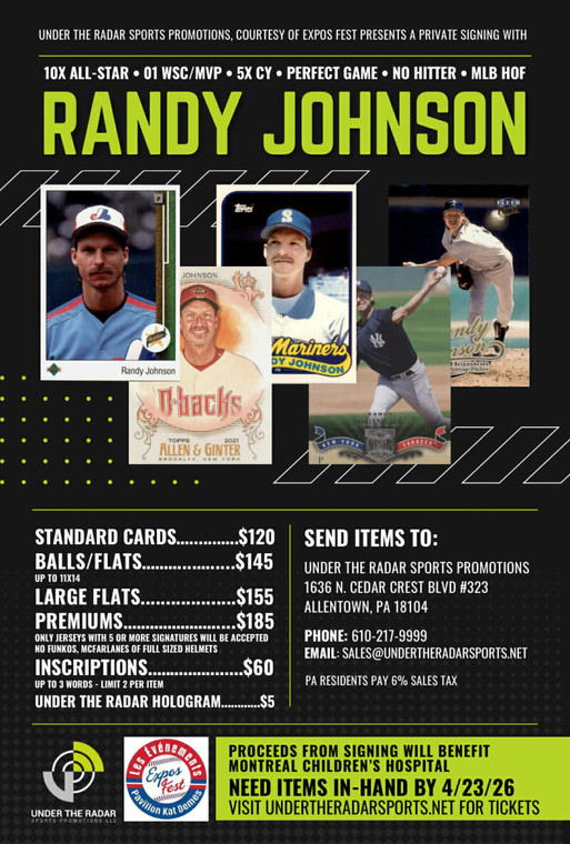 Randy Johnson Autograph Large Flat Items 