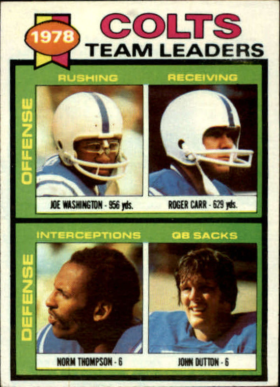1979 Topps #376 Joe Washington/Roger Carr/Norm Thompson/John Dutton TL VG Baltimore Colts 