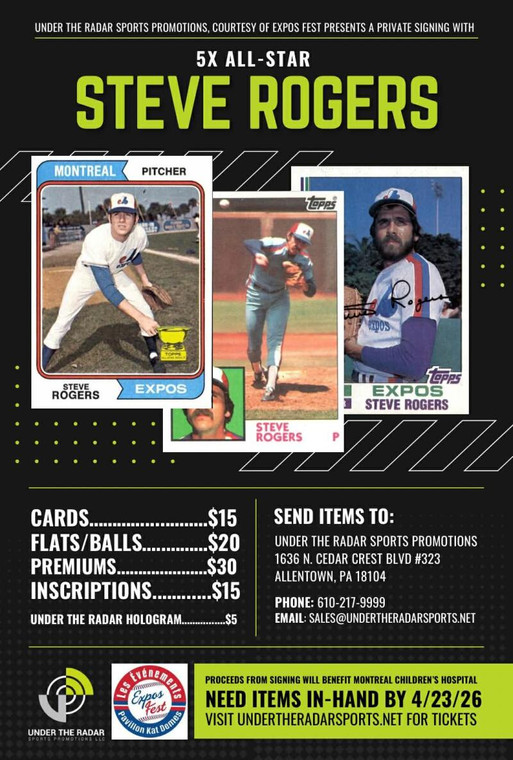 Steve Rogers Autograph Baseball Cards