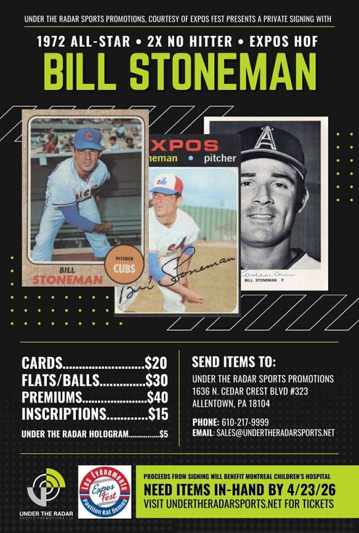 Bill Stoneman Autograph Baseball Cards