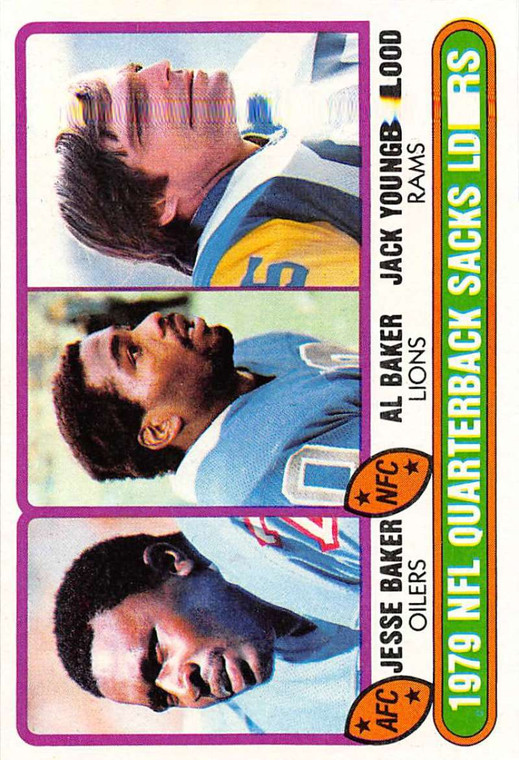 1980 Topps #333 Jesse Baker/Al Baker/Jack Youngblood 1979 Sacks Leaders VG  Houston Oilers/Detroit Lions/Los Angeles Ram