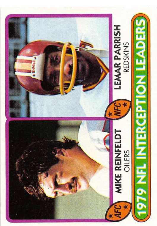 1980 Topps #335 Mike Reinfeldt/Lemar Parrish 1979 Interception Leaders VG  Houston Oilers/Washington Redskins 
