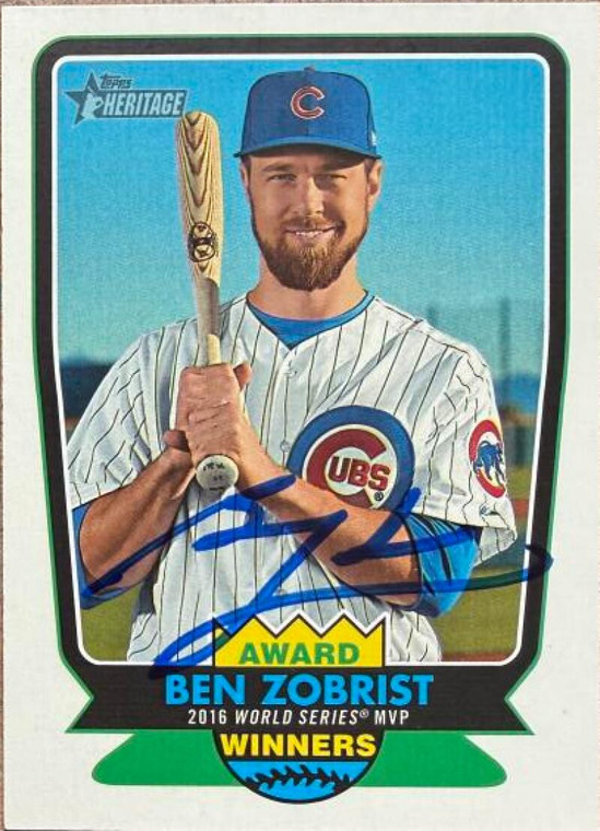 Ben Zobrist Autographed 2017 Topps Heritage - Award Winners #AW-8 Chicago Cubs Card