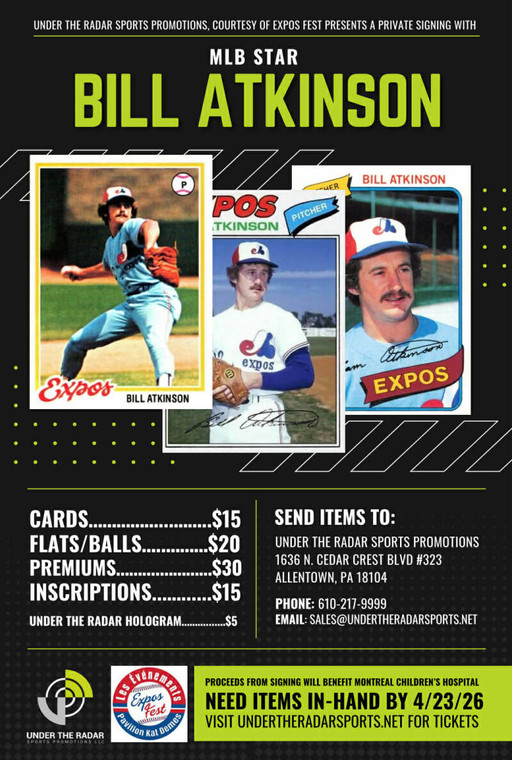 Bill Atkinson Autograph Baseball Cards
