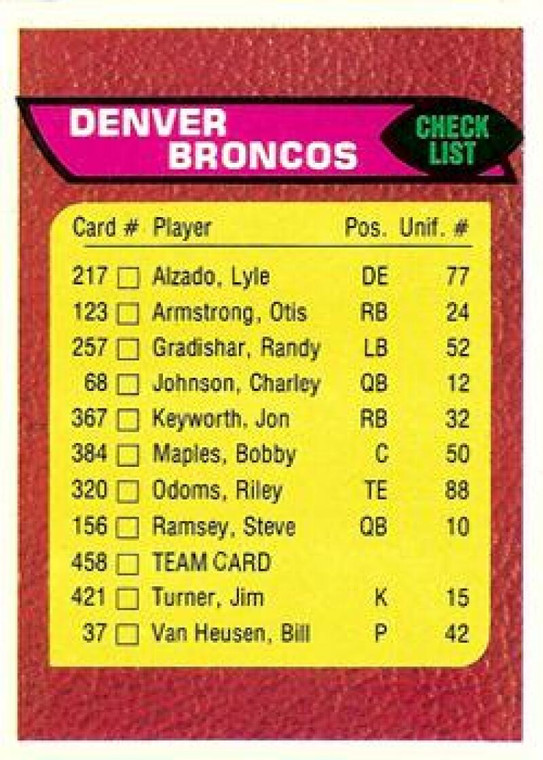 1976 Topps #458 Denver Broncos UER CL VG Denver Broncos 